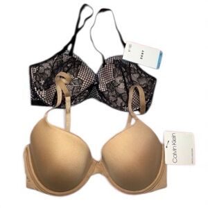 2 NWT Bras DKNY Contour Bra & Calvin Klein Lightly Lined Demi Size 34C